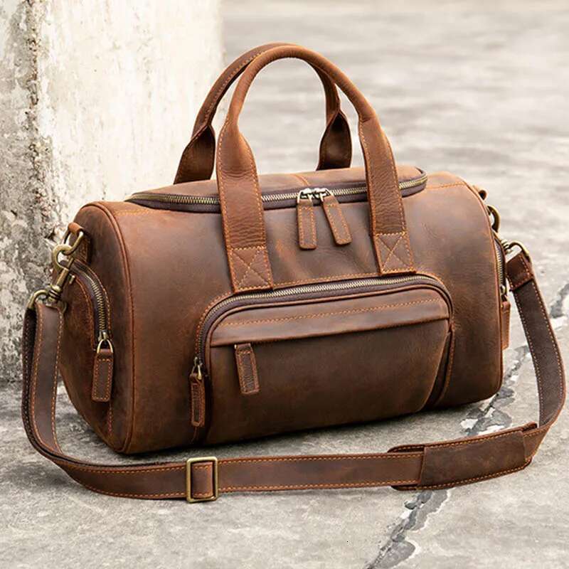 Designer Bag Genuine Leather For Man Travel Tote Women Big Weekend Fit 14 Inch Laptop Cowskin Lage Duffle Bag Male Handbags