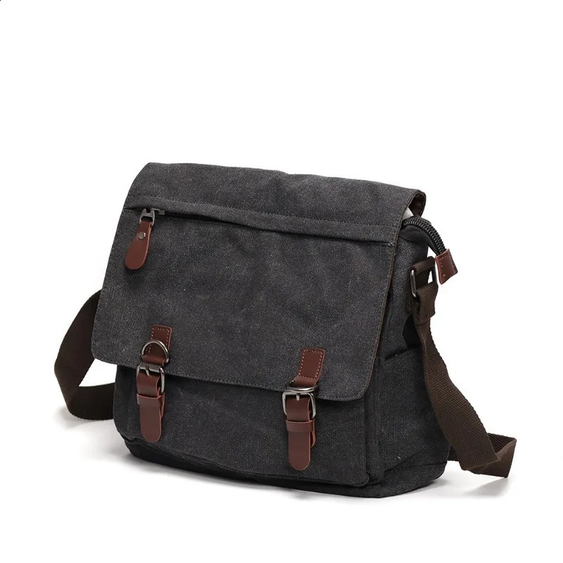 Casual canvas messenger bag mens fashionable retro mens cross body bag laptop bag handbag large capacity shoulder messenger bag mens 250411