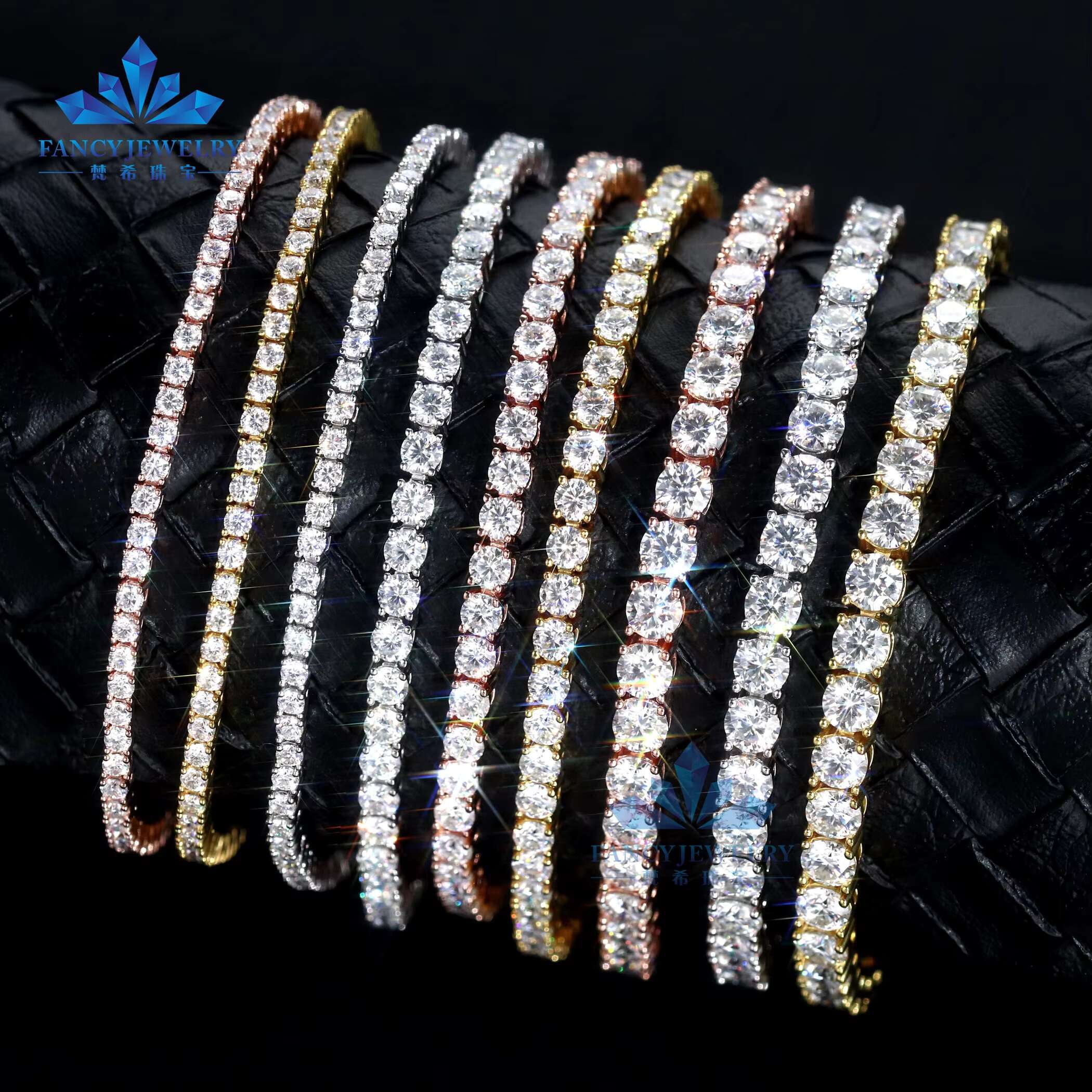 Custom Fine Jewelry Real Gold Iced Out Lab Grown Diamond Tennis Bracelet with GRC Certificate 10K/14K White Gold