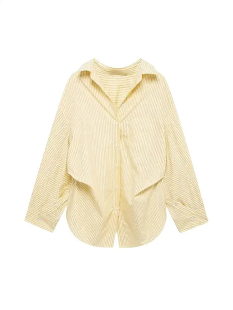 TRZA Womens Oversized Poplin Shirt Long Sleeve Button-Up Chic Blouse Fashionable Top for Ladies 250411