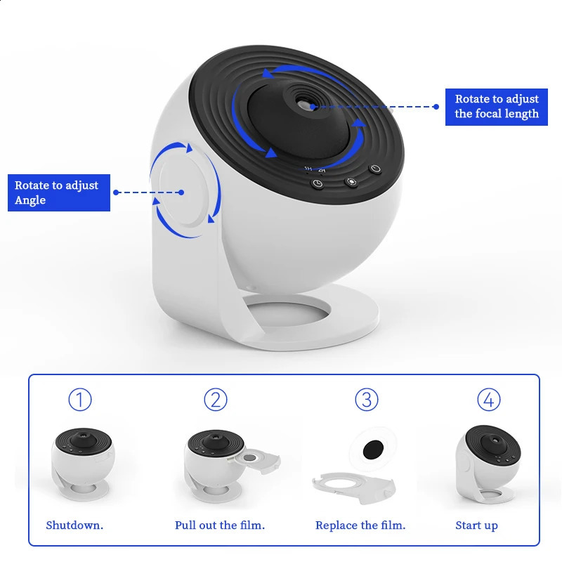 Luminous Galaxy Projector Starry Sky Projector 360 ° Rotating Planetarium Light Childrens Bedroom Valentines Day Gift Wedding Decoration 250411
