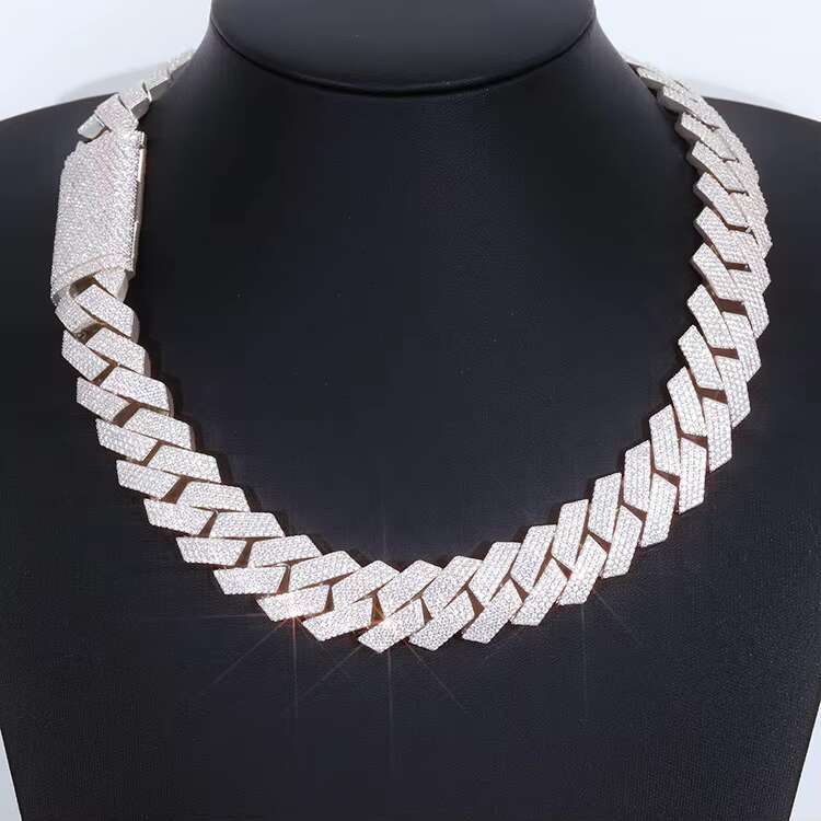Heavy Solid Silver 20mm 4Rows GRA Moissanite Diamond Cuban Link Chain for Mens Mechanical Watch Rapper Hip Hop Necklace
