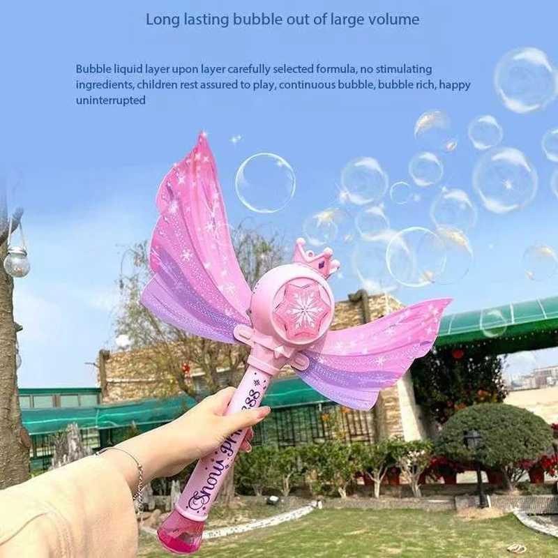 Disney Frozen automatic bubble machine hair dryer childrens handheld Anna wand windmill bubble stick summer outdoor toy Y2504012