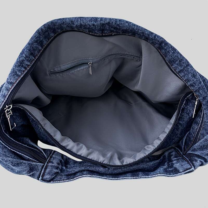 Casual Shoulder Bag Zipper Japanese Style Versatile Commuting Handbag Soft Solid Color luyigemandi