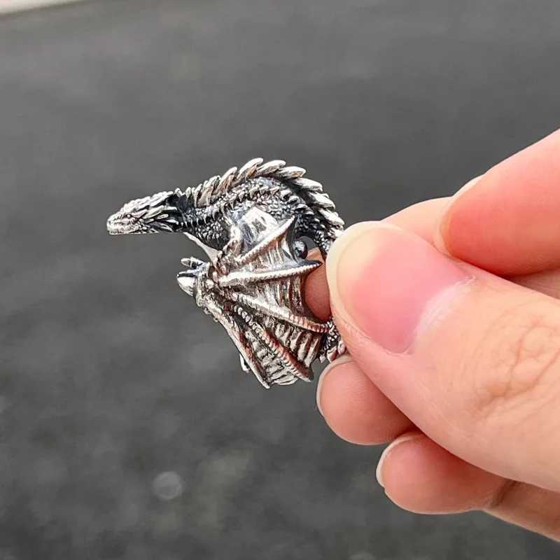 Dragon Ring Gothic Punk Style Pterosaur Wings Open Adjustable Ring Vintage Jewelry Decorative GiftXJ250412
