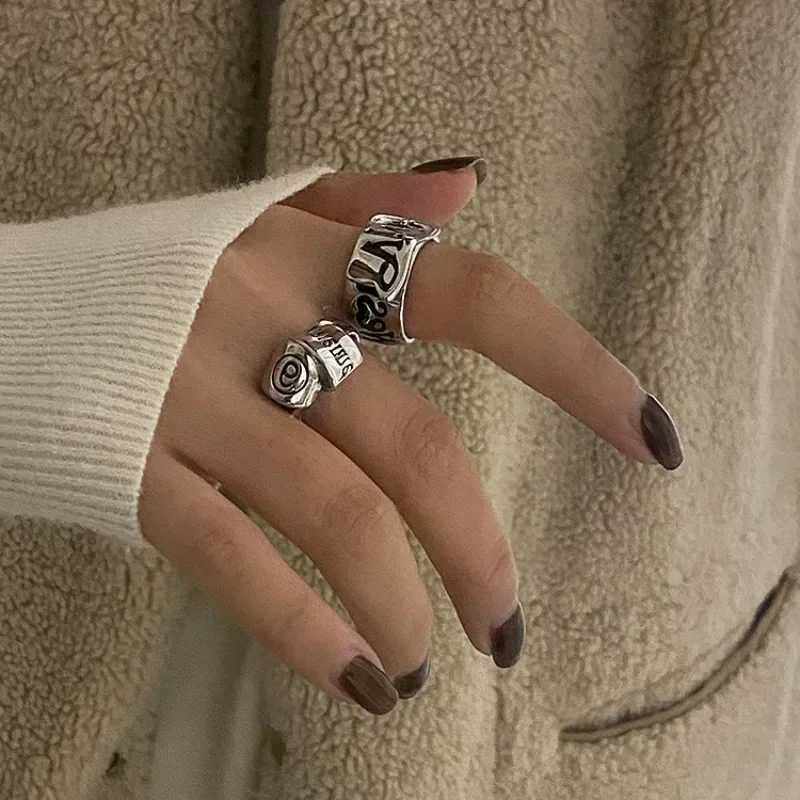 Personalized girl open ring Korean version retro trend English letter version Y2k Accor party jewelry gift 1/2 pieceXJ250412