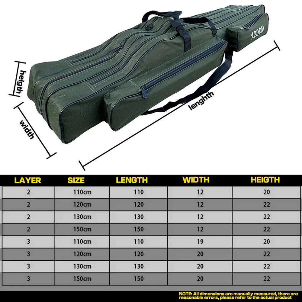 Fishing Rod Bag 110/120/130/150CM Multifunctional Waterproof Bags Large Travel Storage Bag Outdoor Tactical Backpack Case Z250411