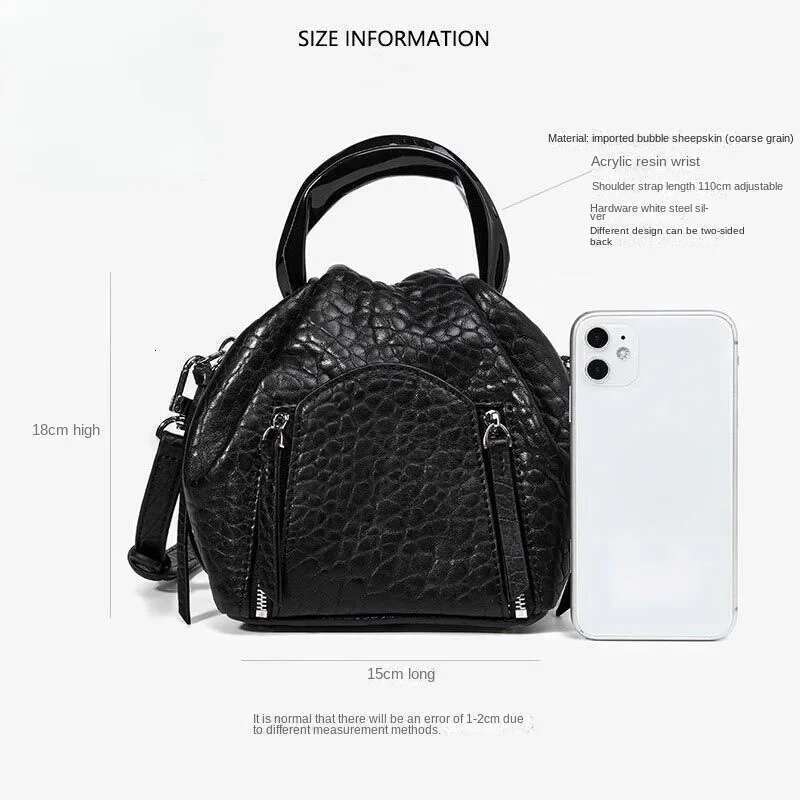 Bubble Sheepskin High-Grade New Niche Design Cloud Bucket Leather Crossbody Bag Handbag