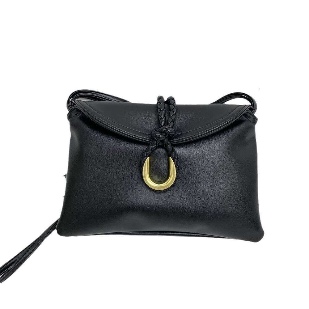 24 New Vegetable Tanned Cowhide Woven Rope Buckle Single Shoulder Crossbody Bag, High-End Texture Women's Hand-Held Armpit Bag