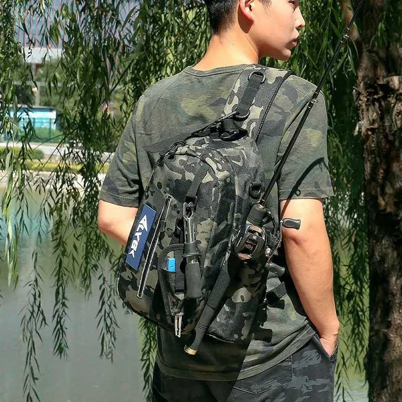 Lure Rod Bag Cross-body Multi-functional Chest Bag Shoulder Bag Portable Waterproof Plug-in Rod Sea Fishing Rod Z250411