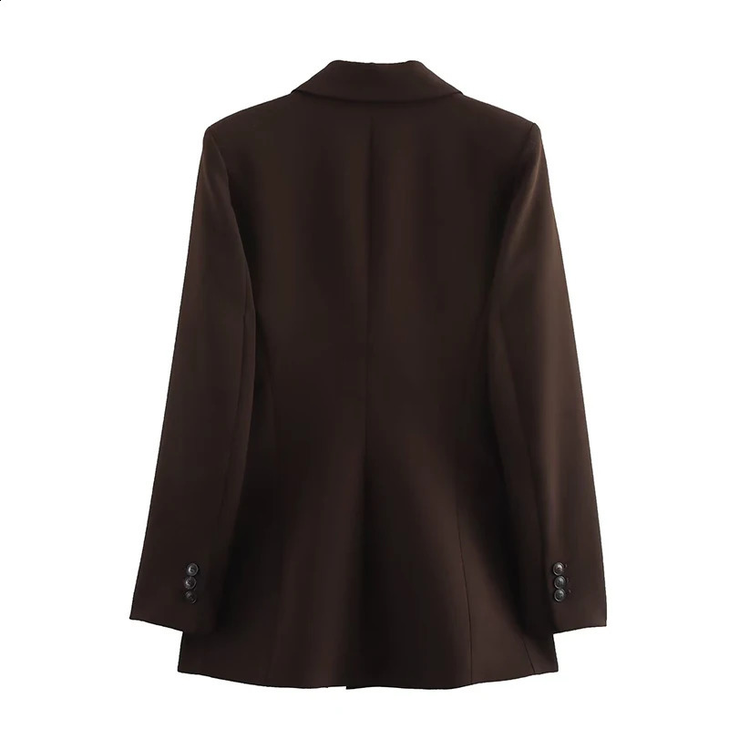 Willshela Womens Fashion 2piece Brown Double Chest Jacket and Retro Front Zipper Trouser Femle Pants Set 250411Z