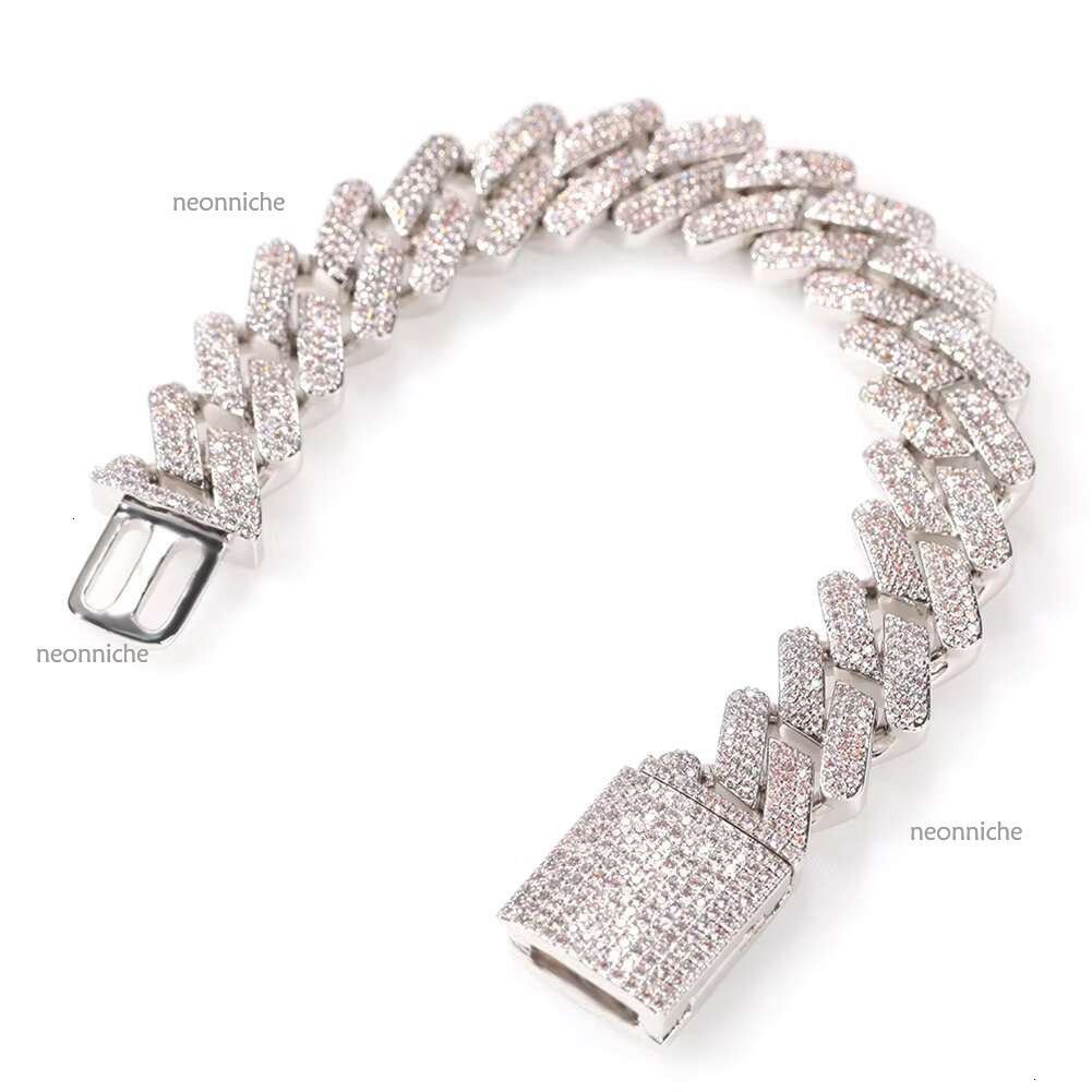 QianJian Wholesale Price GRA VVS Moissanite Bracelet With Cuban Chain 8mm Double Row Dias in 7 & 9 Inches Sizes"