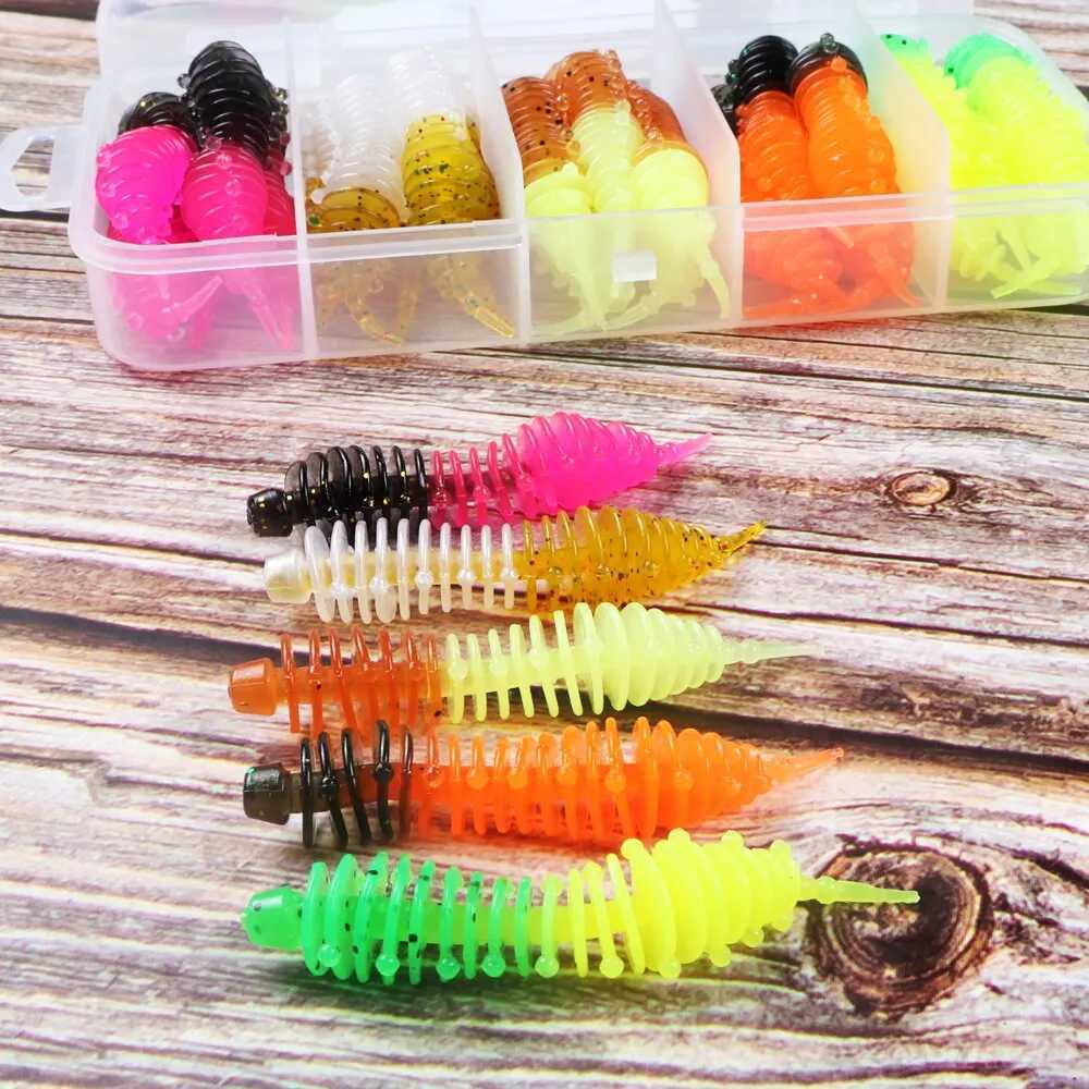 High Quality Fishing Lure 5cm 1.27G Soft 30pcs Needle Tail Worm For Trout Fishing Soft Bait With Box Soft Lure Kit For Perch Z250411