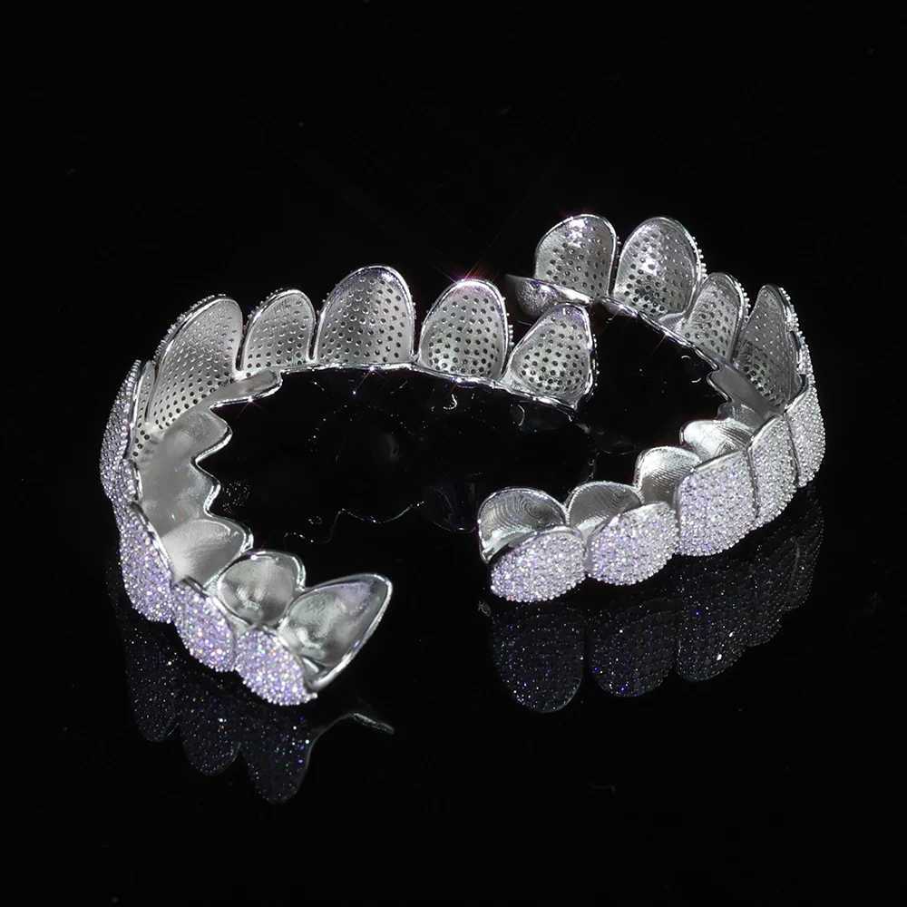 Hip Hop custom 8 pairs of 8 teeth deep Perm cutting VVS Moissanite Grillz ice out 925 sterling silver white gold Grillz W250412