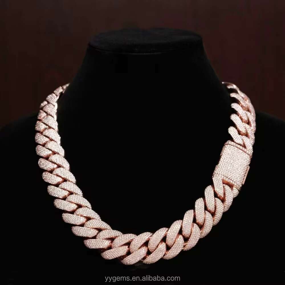 Luxury Rappers 25MM Heavy Iced Out Chain 925 Silver Set Moissanite White Gold Plated Cuban Link Chain Mens Hip Hop Miami Chain
