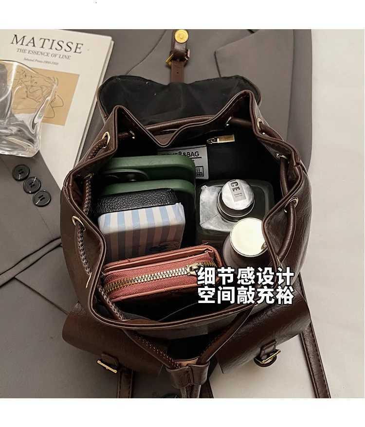 Brand Designer PU Leather Womens backpack Retro Lock Bucket School Bag Travel BagW251111