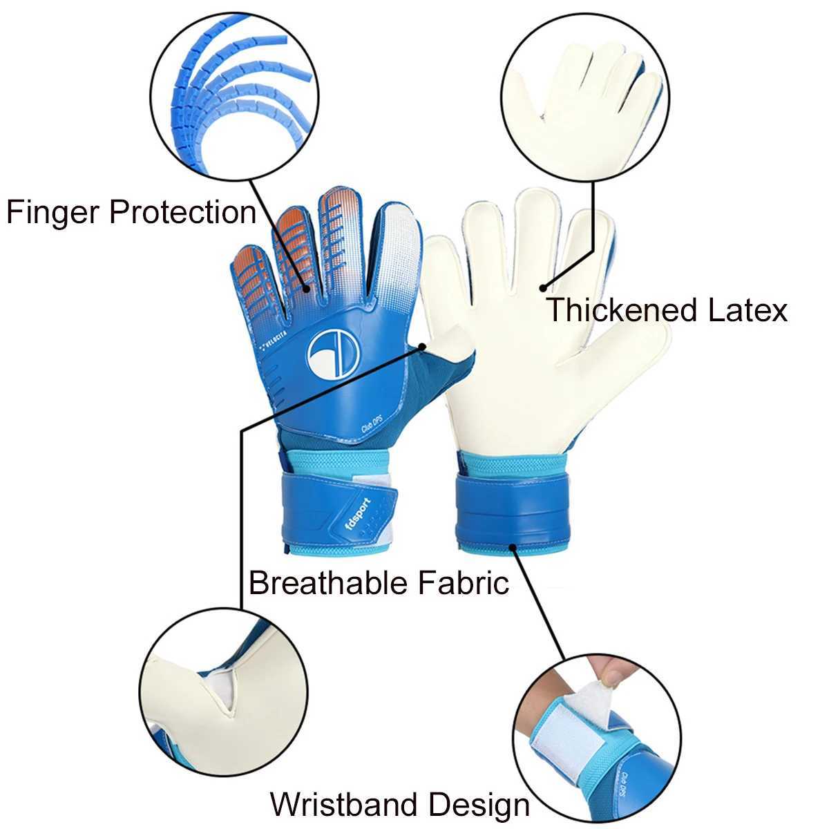 Football goalkeeper gloves for teenagers and adults finger protection strong grip palm football goalkeeper glovesXJ250412
