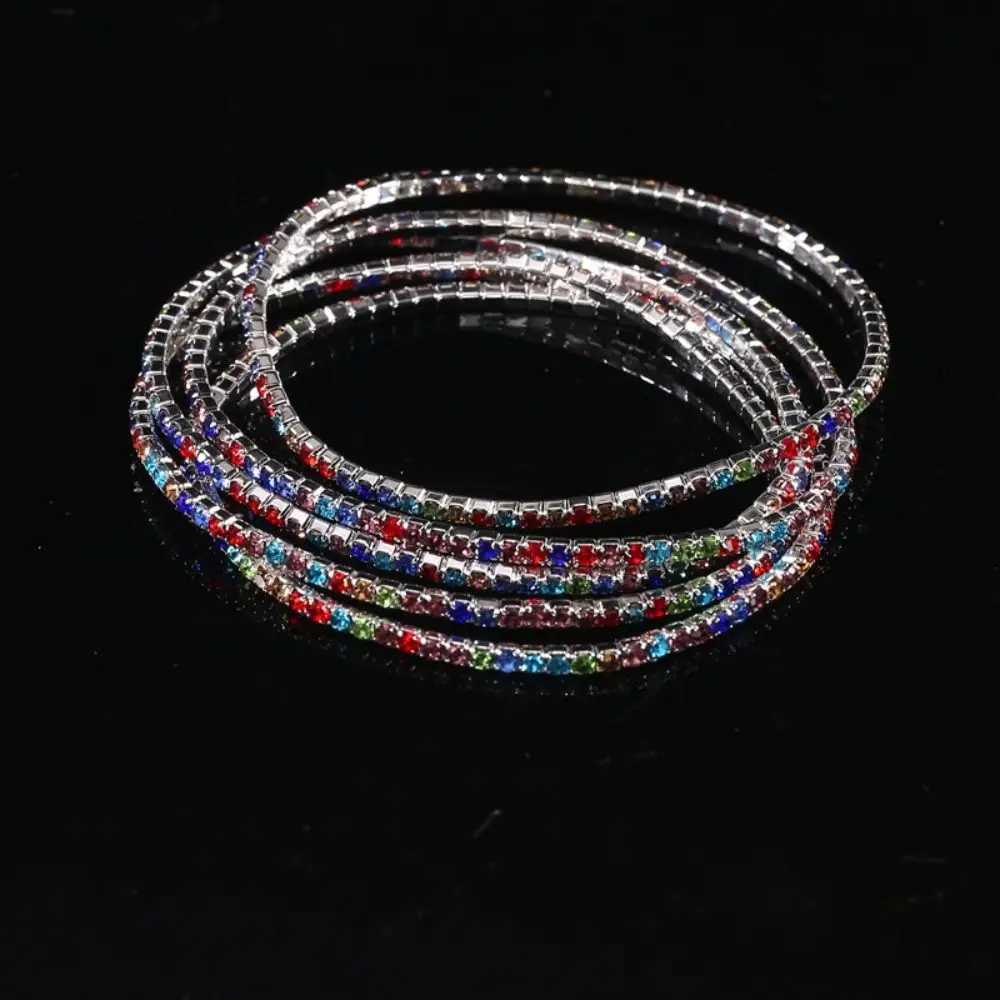 5Pcs/Lot Gift 2mm Crystal Bracelets Elastic Gold Color Crystal Rhinestones Bracelets Bling Metal Bangle Bracelet SummerC250411