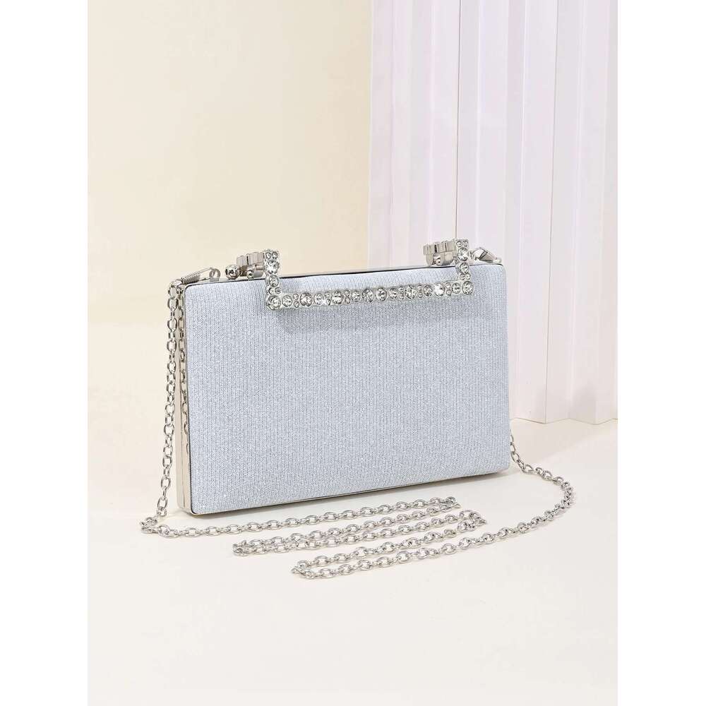 1 PC Sparkg Crystal Clasp Clutch Purses Bride and Bridesmaid Handbag Elegant Detachable Chain Evening Bag for Women Club Par