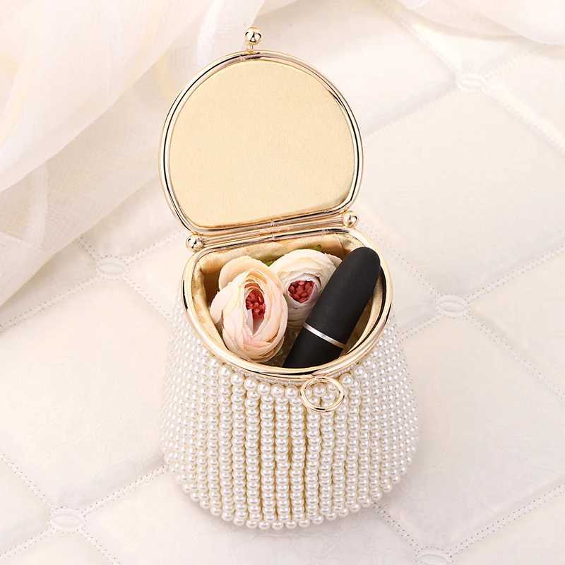 Newly designed womens bucket shaped bead holder pearl wedding handbag party night bagXJ250412