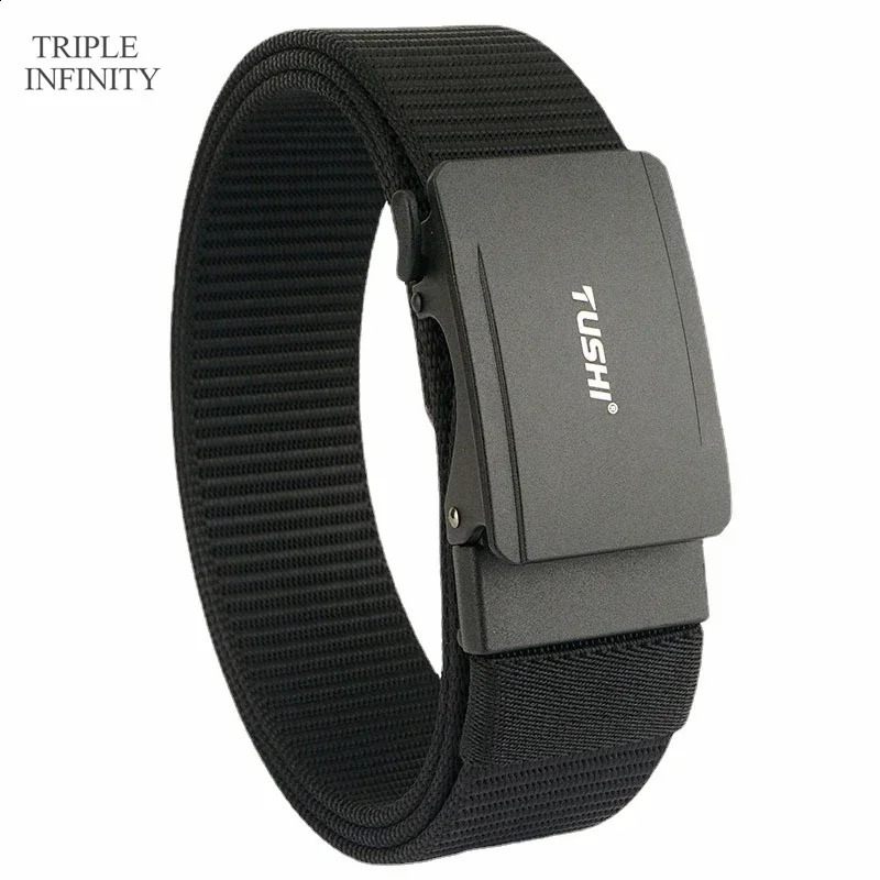 Metal Automatic Buckle Nylon Tactical Belts For Men Adjustable Trousers Waistband Outdoor 3.8cm Width Sports Belt Quick Dry 250407
