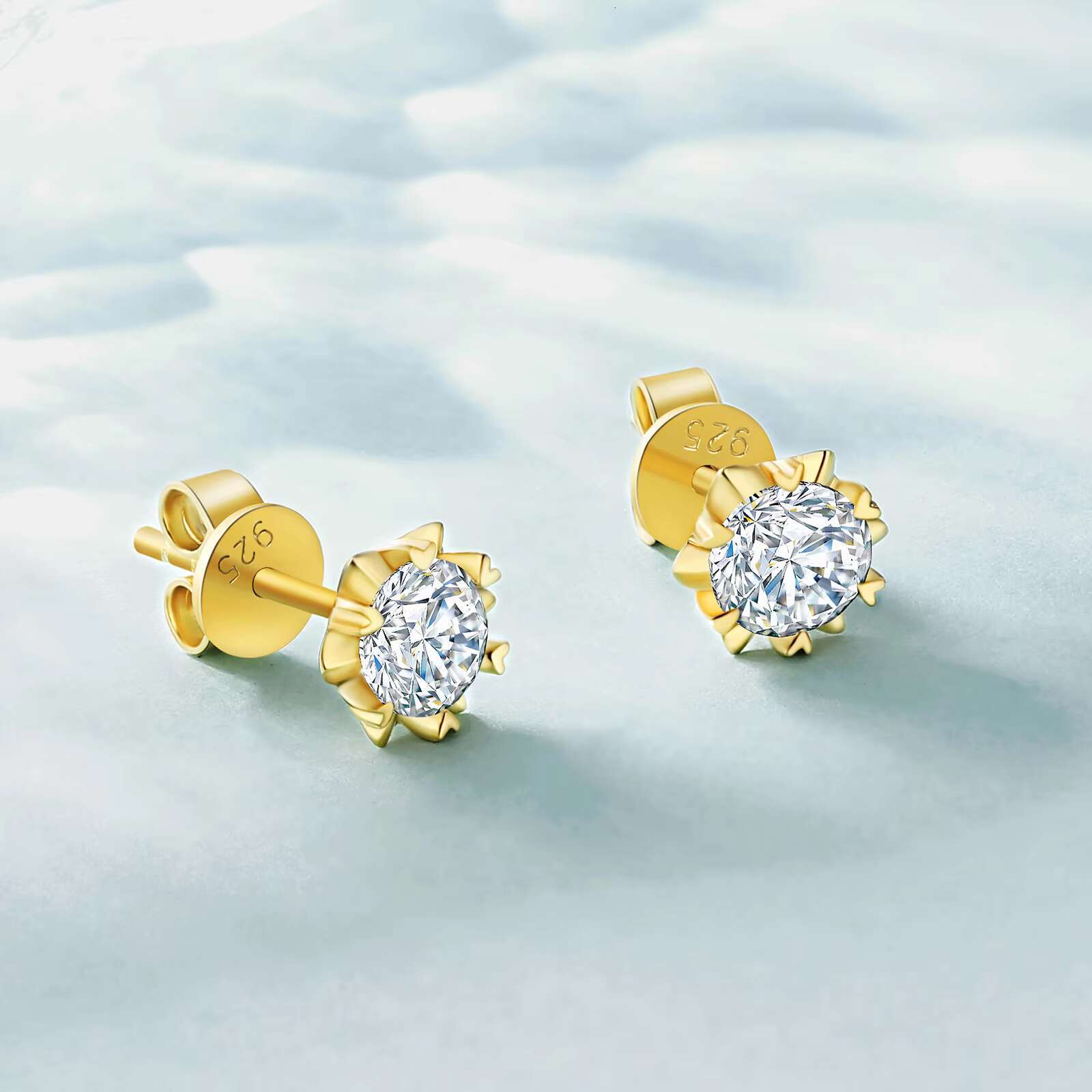 KRKC Party Earrings Women Stud Earrings with Stones 925 Sterling Silver Gold Plated Stud Earrings