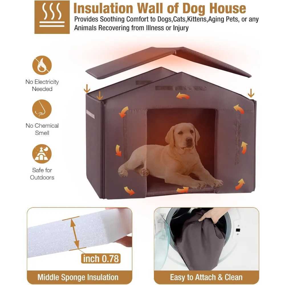 Outdoor dog house insulated oversized dog house with lining for winter hot dog house with 100% insulated all iron frame X250412