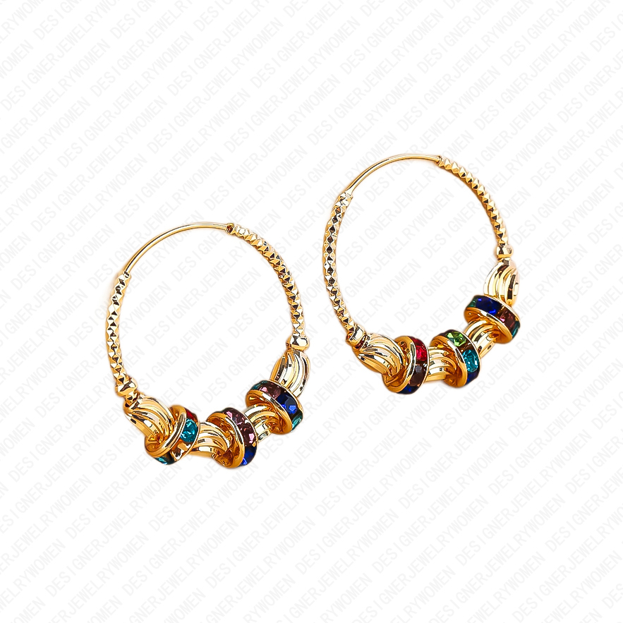 Designer Earrings Designer Earrings for Women Vintage Gold Ball Hoop Earrings Colorful Zircon Ear Hoops Luxury Jewlery Designer for Women Elegant Stat