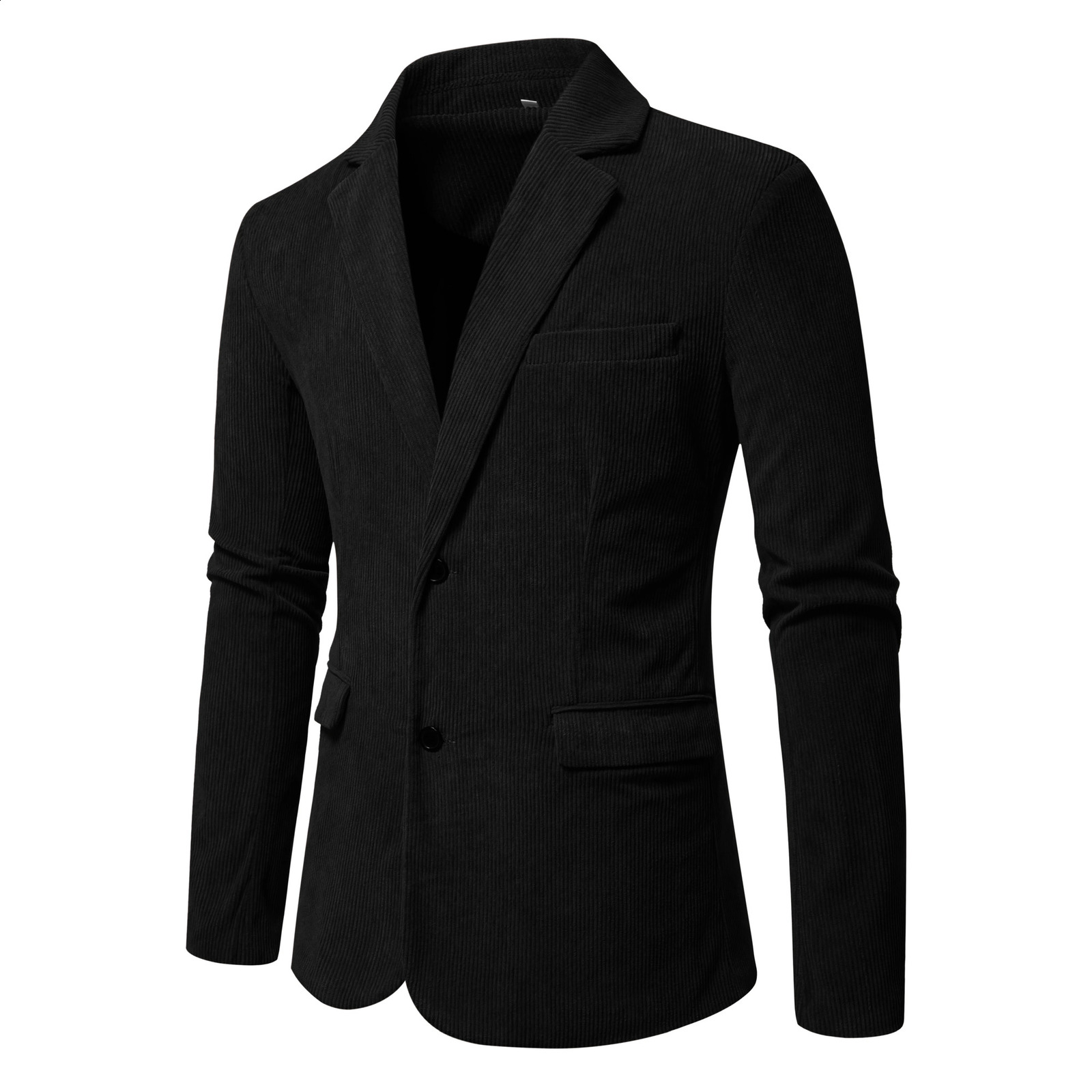 Mens casual solid color Corduroy suit jacket suitable for business use multiple pockets 250411
