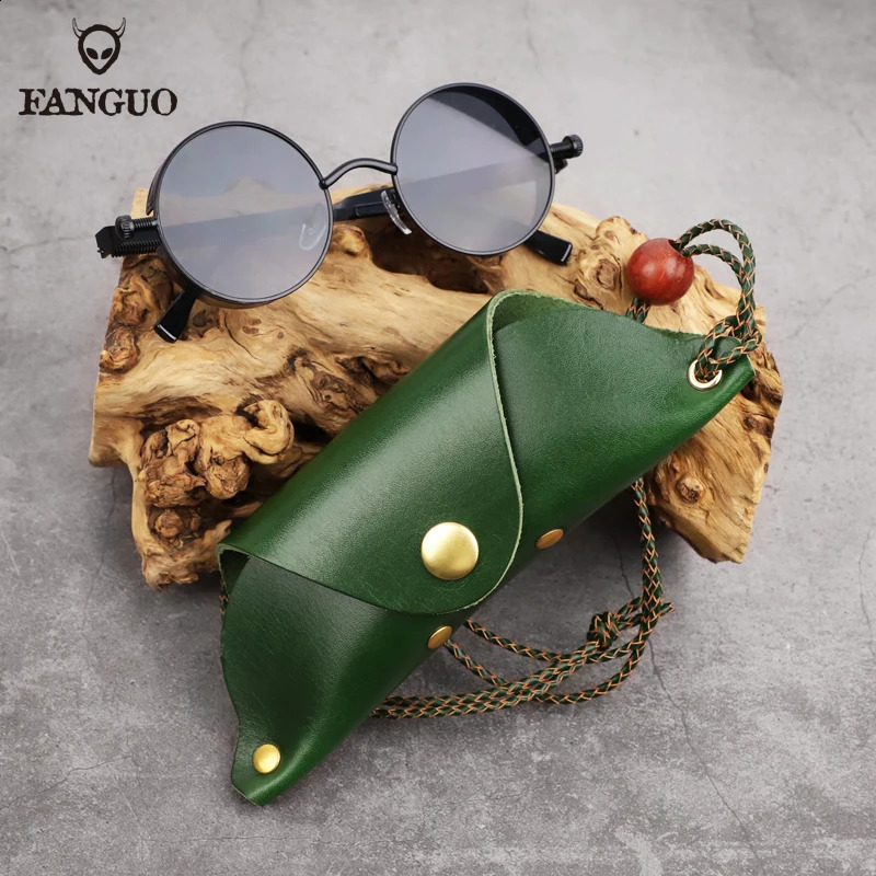 Cowhide Sunglasses Box Solid Color Sunglasses Bag Glass Protective Cover Genuine Leather Glasses Box 250409