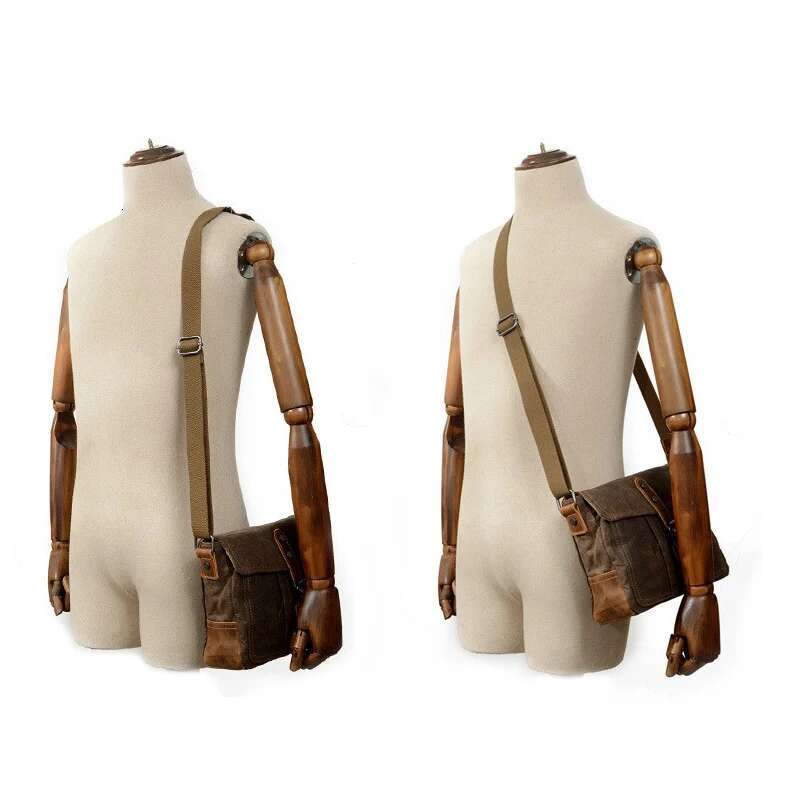 New Retro Casual Canvas Shoulder Men Simple Crossbody Waterproof Men's Bag Horizontal