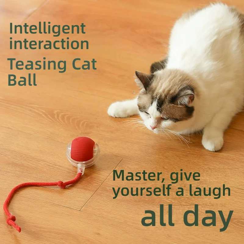 Cat interactive ball toy automatic rolling ball artificial tail rechargeable intelligent pet electric toy dog training simulation mouse Y250412