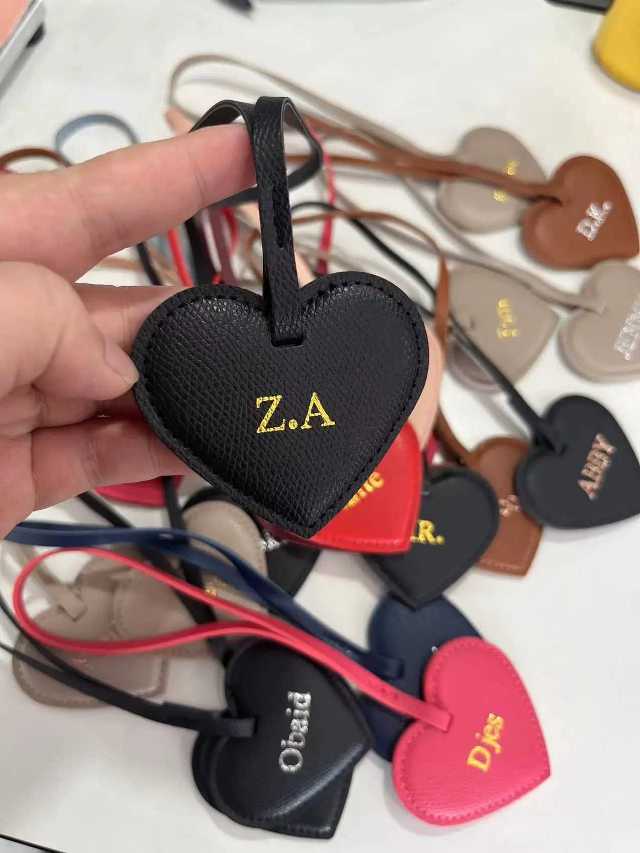 Free Initials Personalized Women PU leather Peach bag Pendant high level Keychain charm Black to school gift backbag DecorationW251112