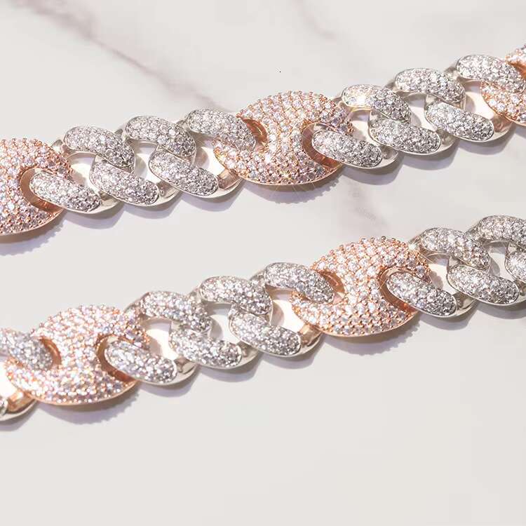 Customized Miami Jewelry S925 Silver with VVS Moissanite 15mm Necklace PASS TEST Plated Gold Iced Out TWO TONE Cuban Link Chain