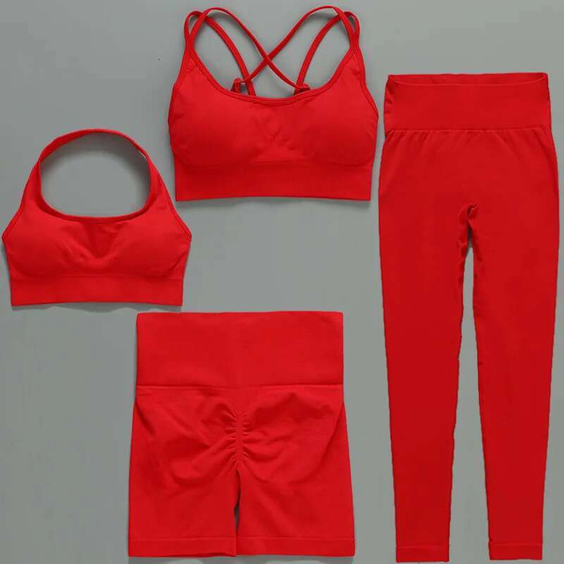 Seamless Gym Yoga Two Piece Set 2PCS Suit Women Bra Leggings Run Workout Outfit Fiess Wear Female Sport Clothing