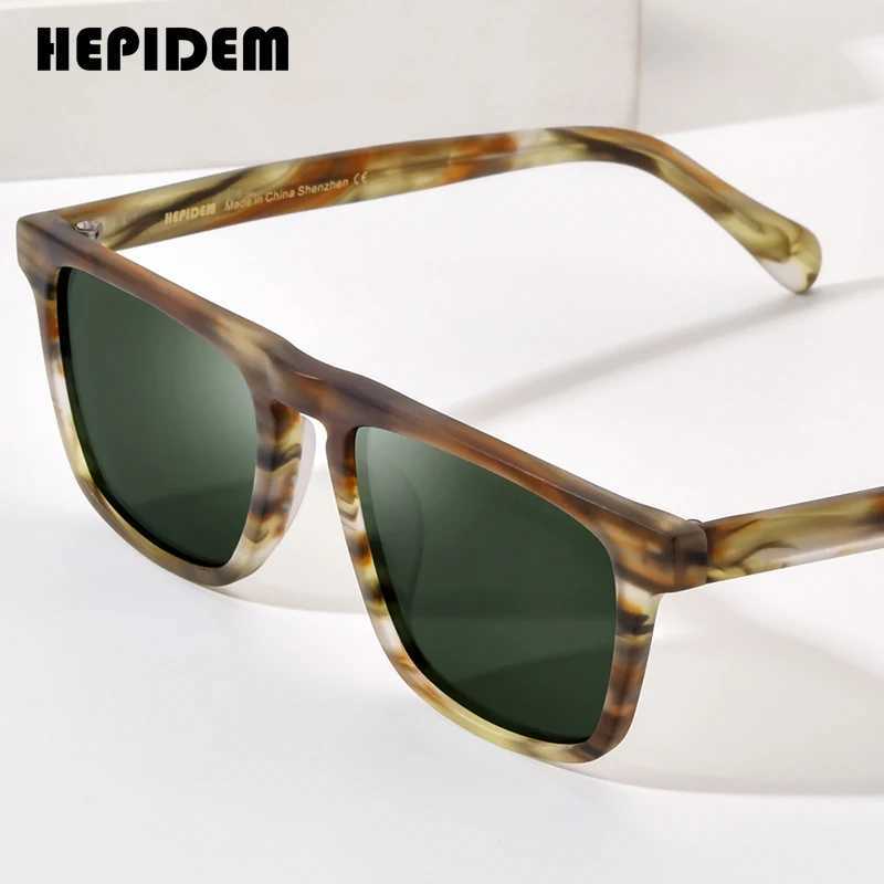 HEPIDEM Acetate Polarized Sunglasses Men Vintage Square Trendy Famous Luxury Brand Designer Transparent Sun Glasses y2k 9283C250411