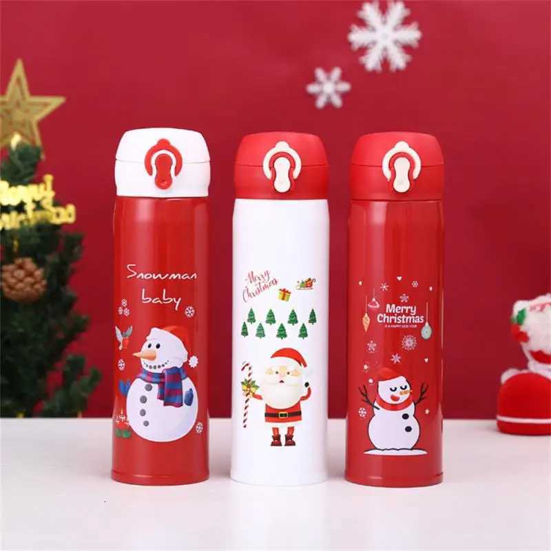 Christmas 500ml Stainless Steel Christmas Thermos Cup Elk Santa Vacuum Water Bottle Thermos Cup With Lid Christmas Gift For Girl Friend Y251112
