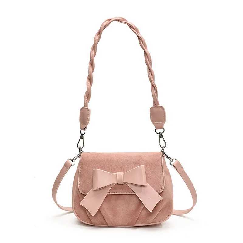 2025 Winter New Womens Retro Bow Square Bag - Fashion Twist Shoulder Strap Underarm Versatile Messenger BagW251111