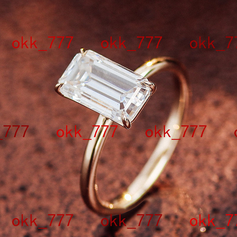 7*9mm 3ct Vvs Moissanite Solitaire Ring Gra Certified Emerald Cut 10k 14K 18K Gold Moissanite Ring for Women Engagement Wedding