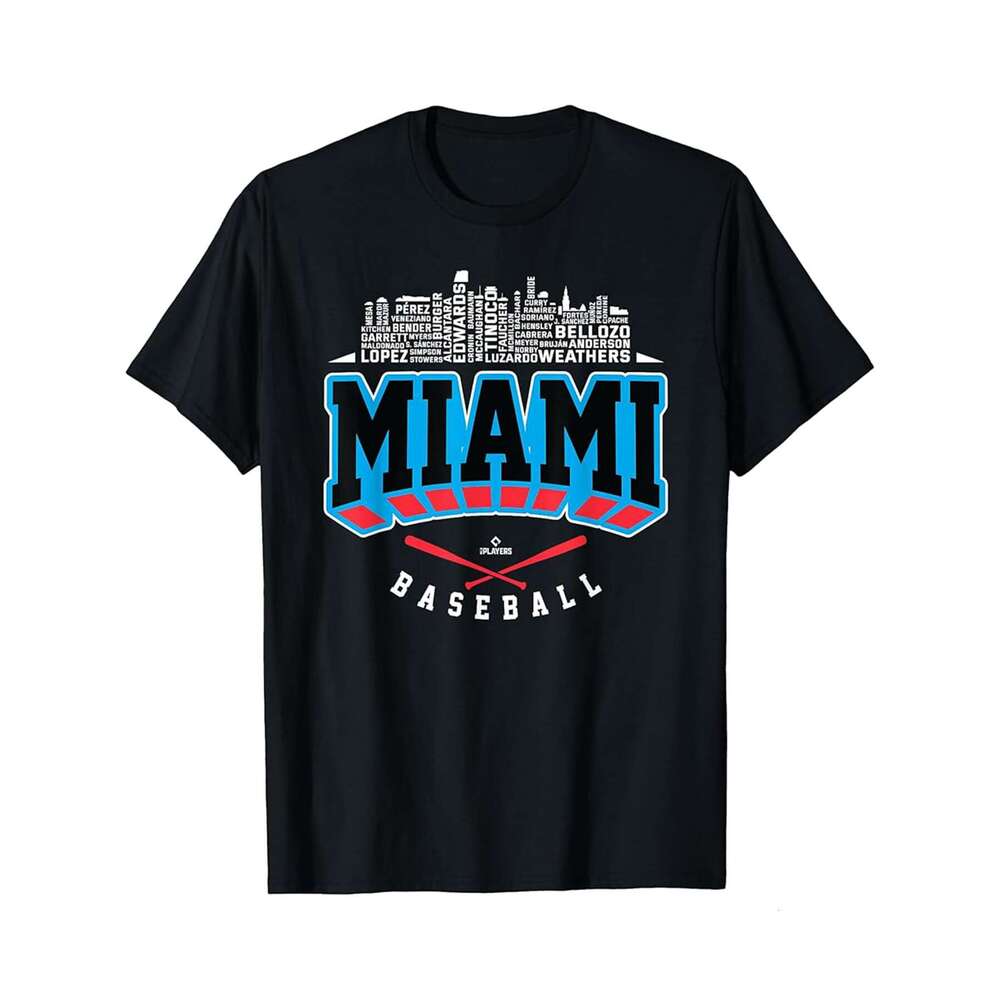 Designer T shirt Skyline Word Art Jesus Sanchez Miami Baseball MLBPA - 220g T shits