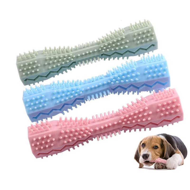 High Quality Dog durable dog chew toy stick soft rubber teeth cleaning point massage pad toothbrush plush pet supplies T2504012