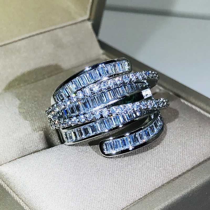 High quality interwoven geometric white zircon ring 925 silver suitable for women men wedding parties engagement jewelry giftsXJ250412
