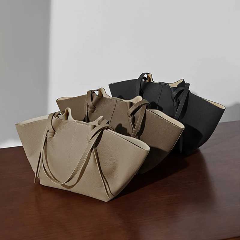 Brand Handheld Tote Bag With Storage Liner Bag Women Shoulder Suede Bag Design Wing Bag Matte Cowhide Large Capacity Travel BagC250412