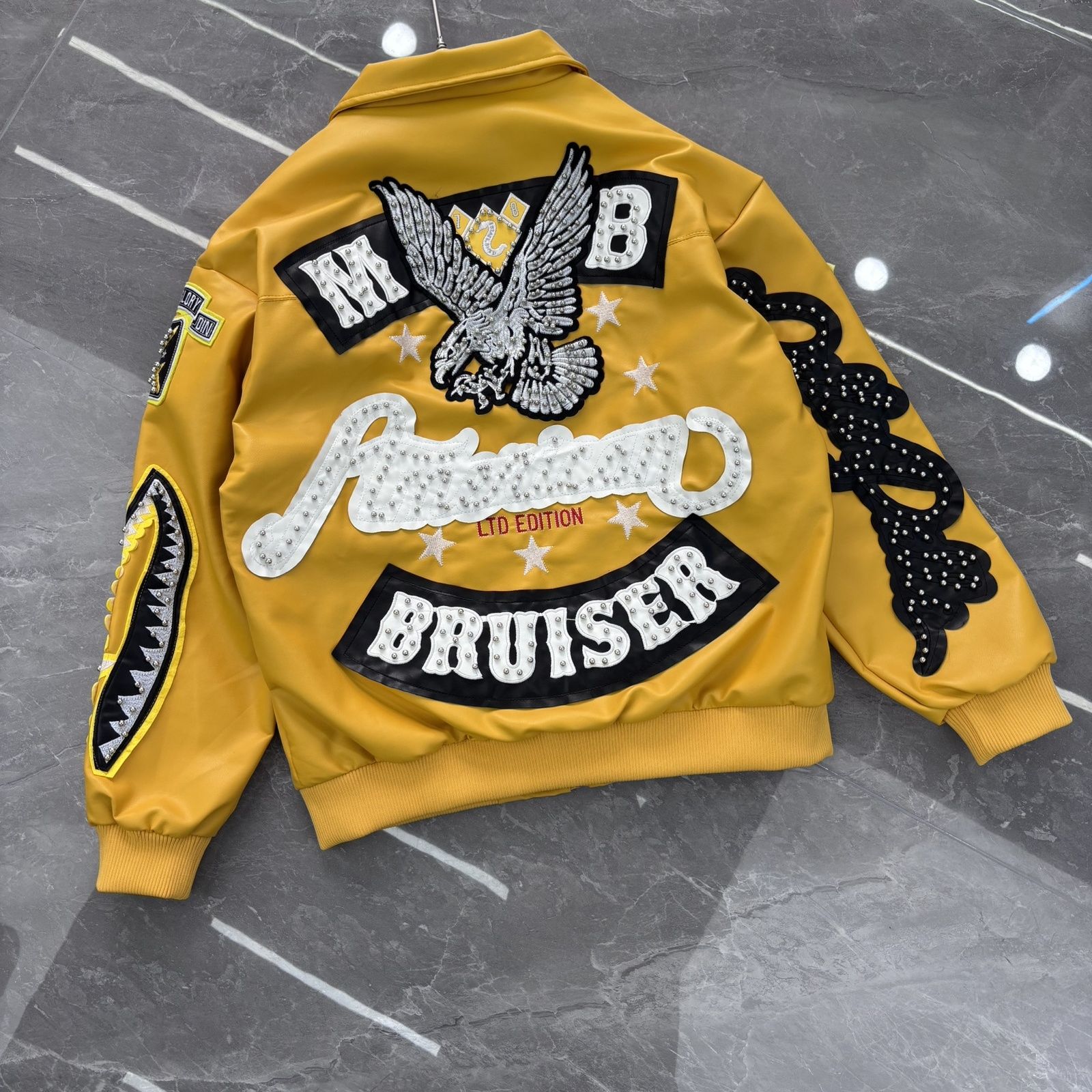 Pelle Pelle Leather Jackets Designer Jacket Diamond Encrusted Eagle Leather Jacket Wide Sheep Leather Windbreak Bomber 1978 Limited Edition Luxury Mens 8D0 064