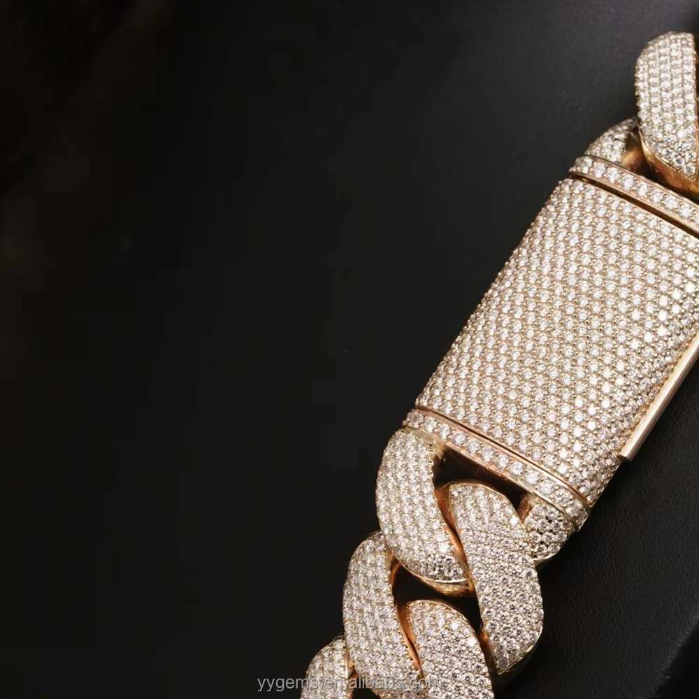 Luxury Rappers 25MM Heavy Iced Out Chain 925 Silver Set Moissanite White Gold Plated Cuban Link Chain Mens Hip Hop Miami Chain