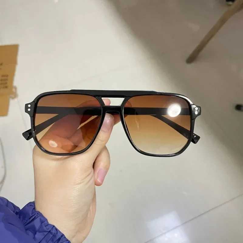 Classic Oversized Pilot Sunglasses Women Vintage Double Bridge Big Sun Shades Glasses Unisex Yellow Driving Eyewear UV400 Shades Z250411