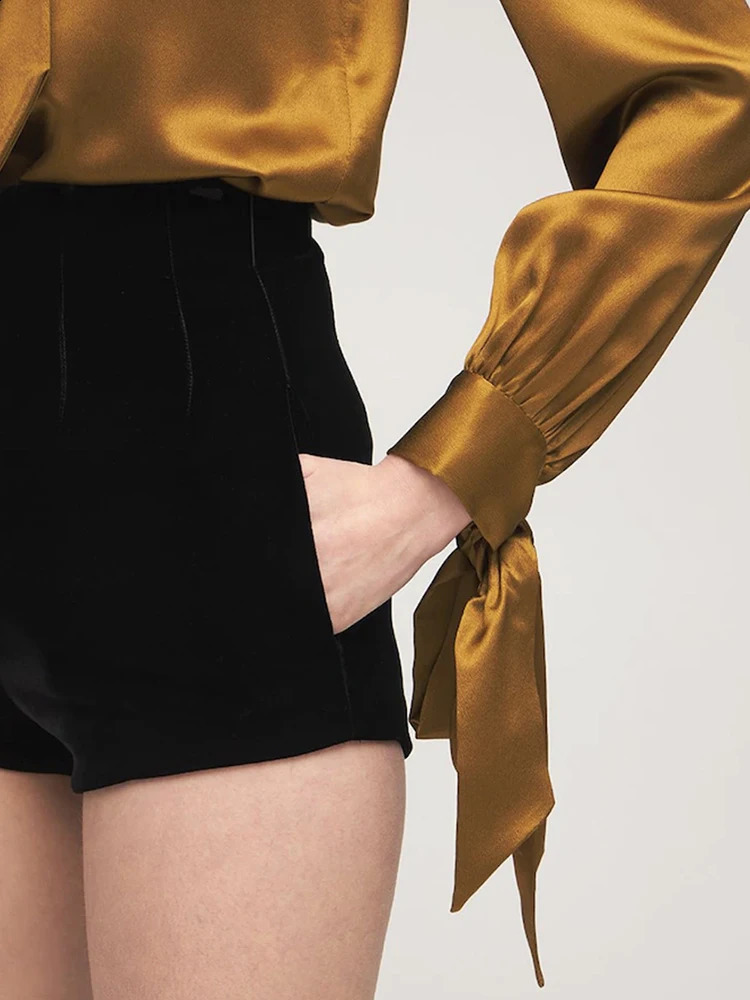 VGH Solid Minimalist Shorts For Women High Waist Spliced Zipper Temperament Slimming Short Pants Female Fashion Clothing Style 250409