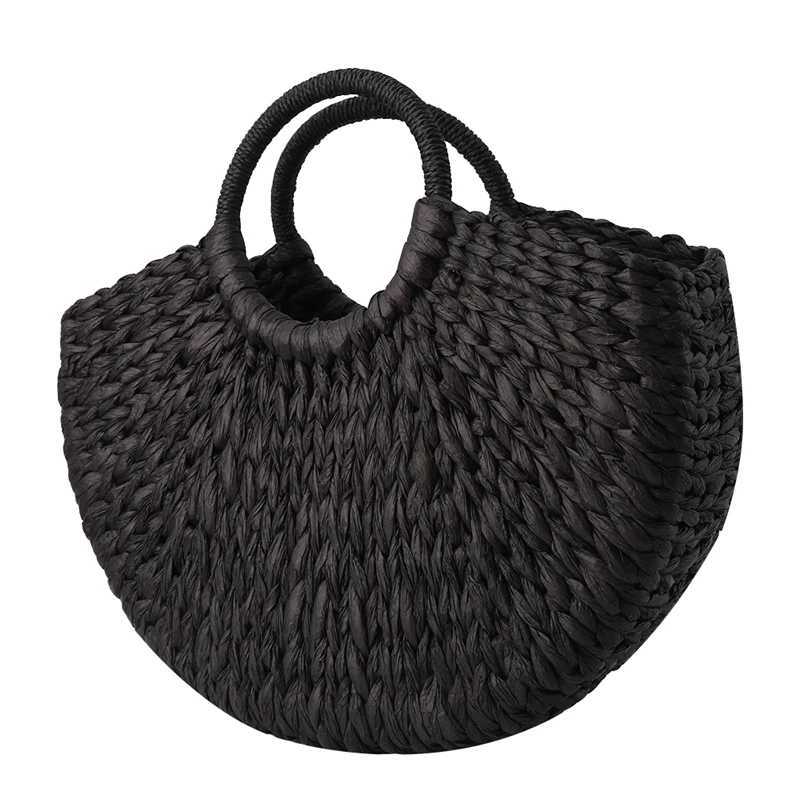 Womens new Imitati Str handbag womens handmade basket Rattan handbag womens simple full Mah handbagXJ250412