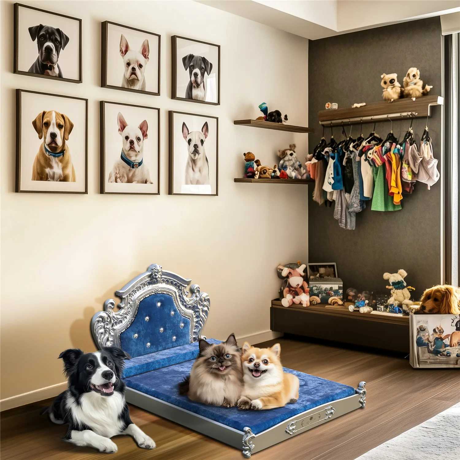Bingo Paw Luxury Pet Bed with Top Panel Dutch Velvet Dog and Cat Bed Suitable for Medium to Large sized Dogs European Noble Pet Bed X250412