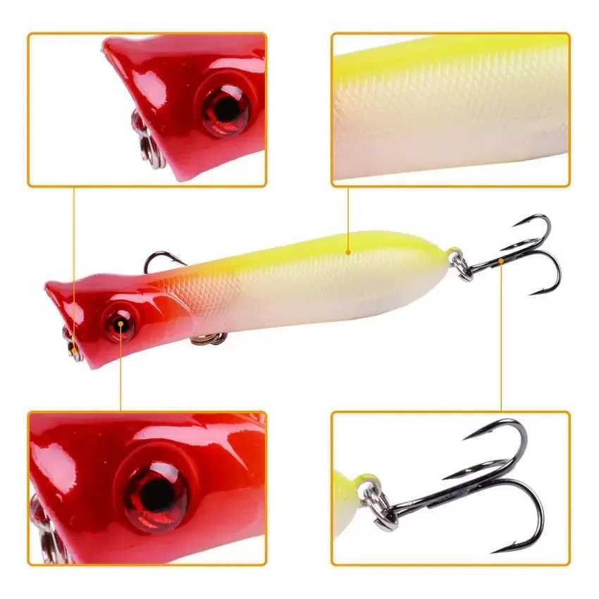 1PCS 8cm 11g 6# Hooks Pesca Artificial Bait Peche Fishing Tackle Top Water for Sea Bass Popper Lure Fishing Wobbler Crankbait Z250411